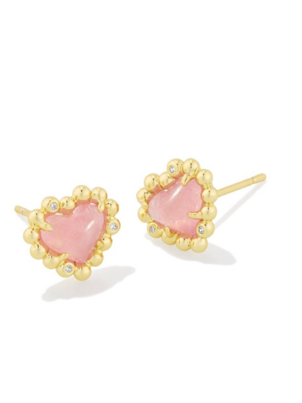 NWT-Kendra Scott -Anna Framed Hearts-
Stud Earrings -Light Mauve/ Gold